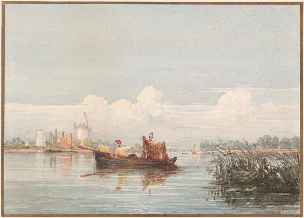The Thames at Battersea by David Cox, drawing, 1824