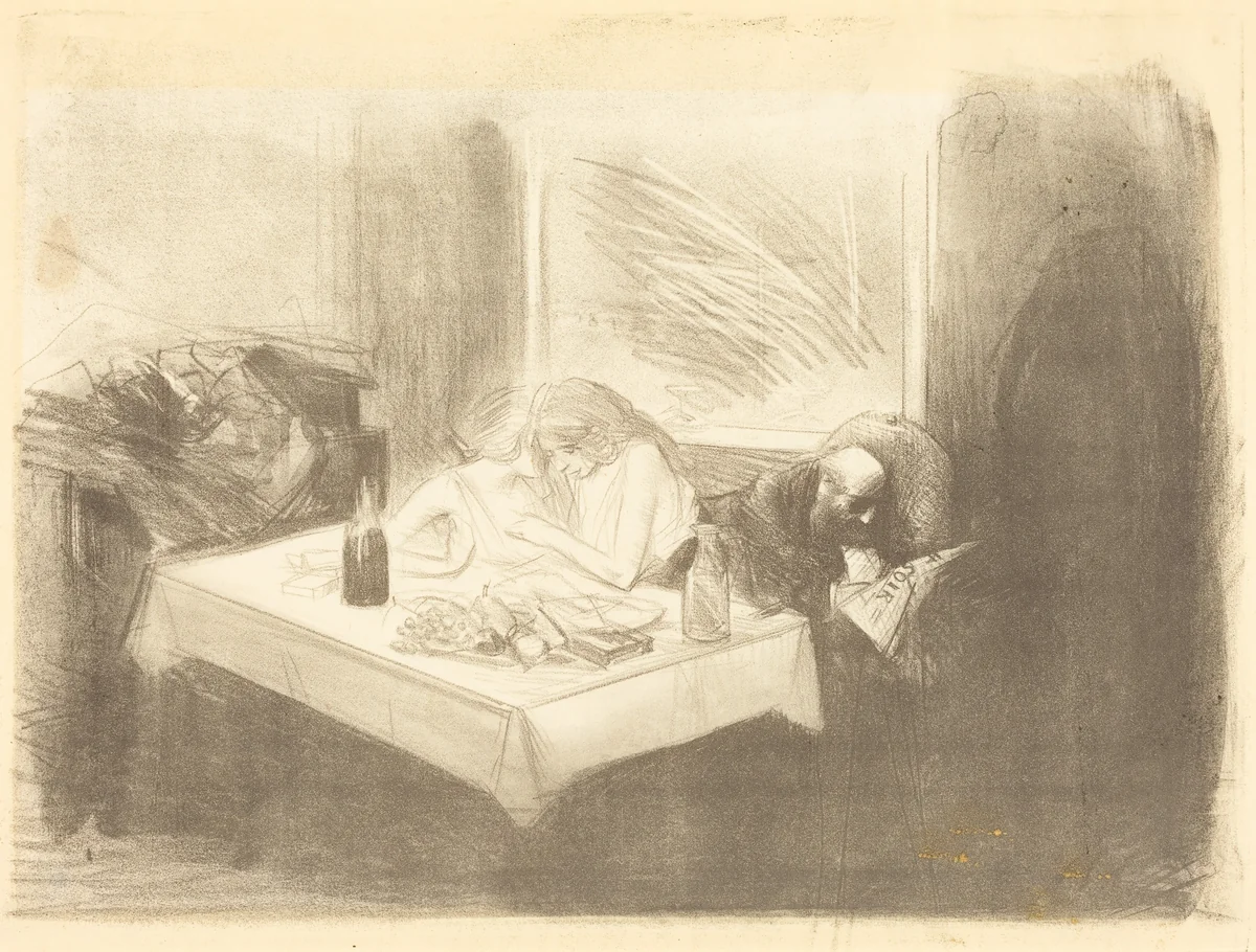 Le cabinet particulier (4e planche) (The Private Room) (fourth plate) by Jean-Louis Forain, print, 1888-1898