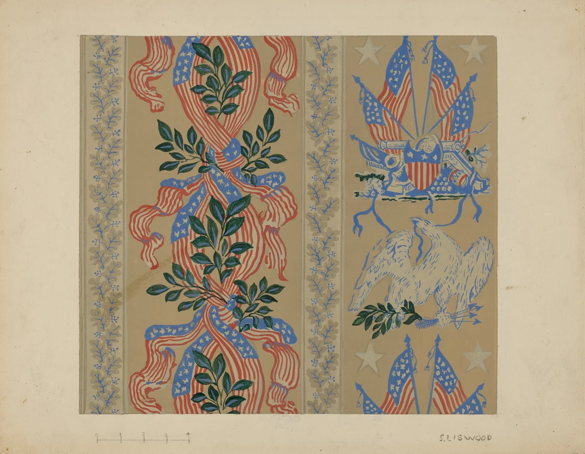 Wall Paper and Border by Sidney Liswood, index of american design, 1937