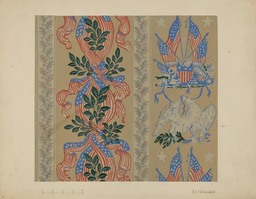 Wall Paper and Border by Sidney Liswood, index of american design, 1937