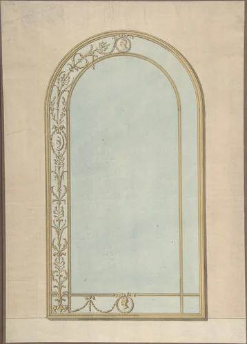Design for a a Mirror with a Rounded Top by John Yenn, drawing, 1770-1821