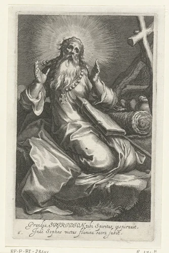 Heilige Spiridon van Cyprus als kluizenaar by Boëtius Adamsz. Bolswert, print, 1590-1612