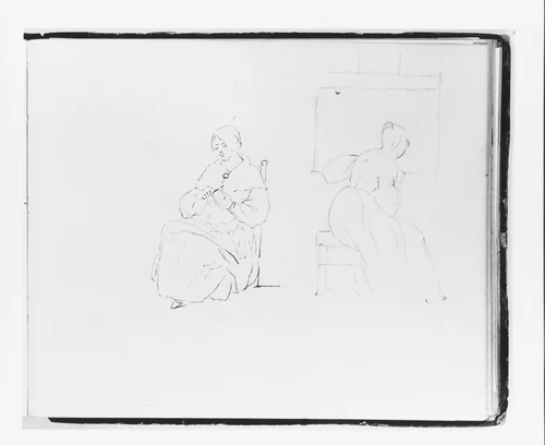 Study for "Sparking" (from Sketchbook) by Francis William Edmonds, artwork, 1835-1839
