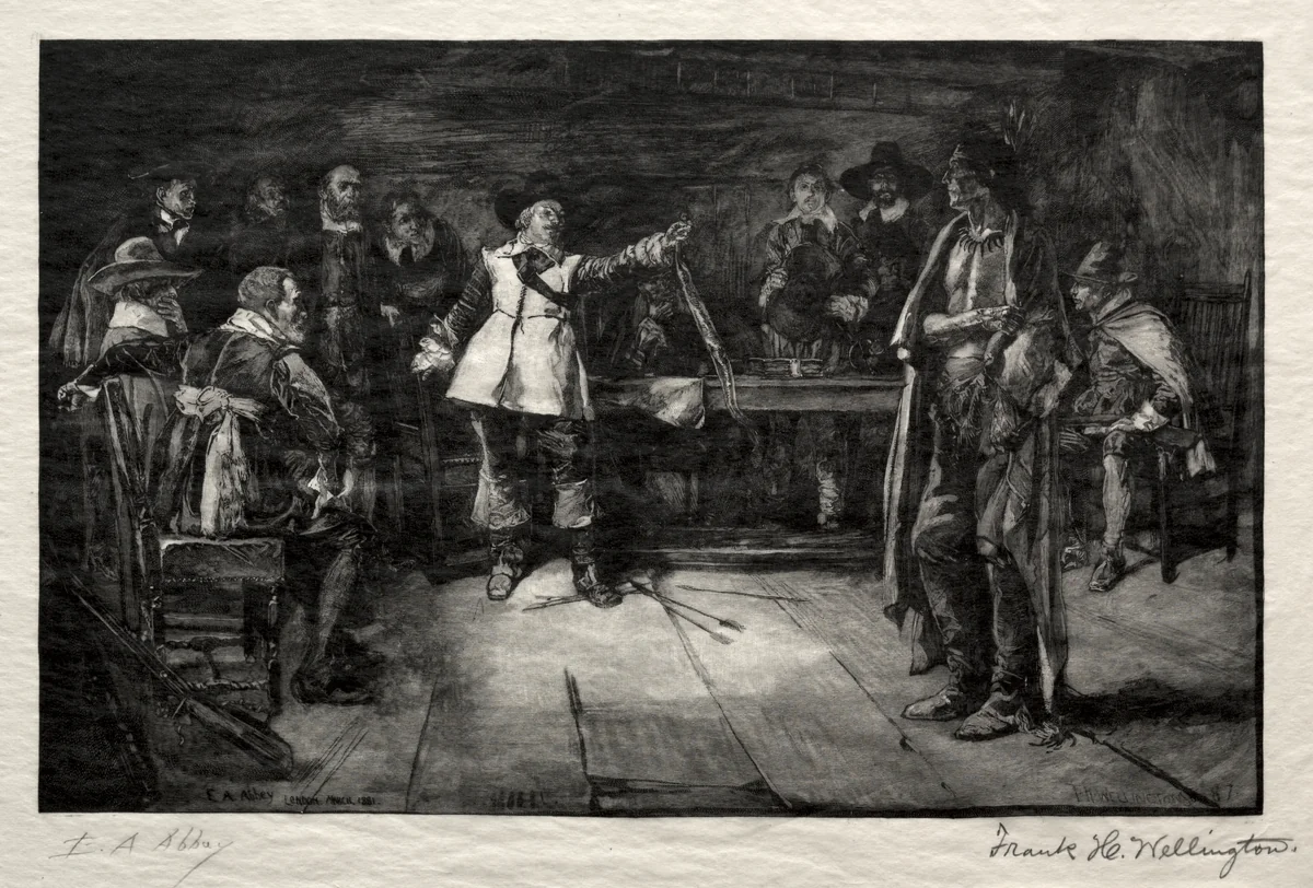 Miles Standish's Challenge by Frank H. Wellington, print, 1877-1887