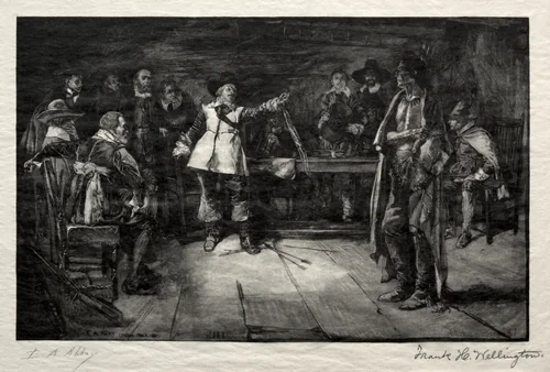 Miles Standish's Challenge by Frank H. Wellington, print, 1877-1887