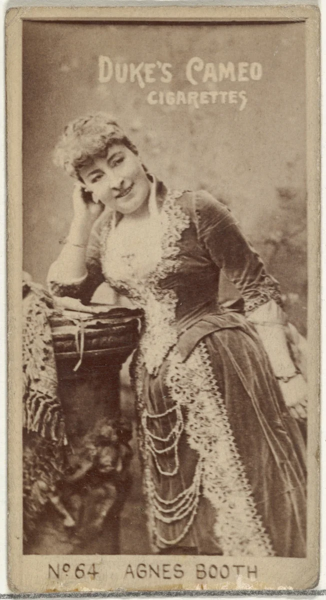 Card Number 64, Agnes Booth, from the Actors and Actresses series (N145-4) issued by Duke Sons & Co. to promote Cameo Cigarettes by W. Duke, Sons & Co., photograph, 1880-1889