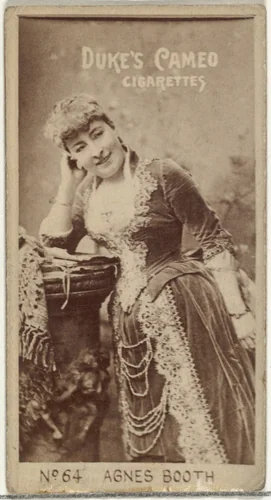 Card Number 64, Agnes Booth, from the Actors and Actresses series (N145-4) issued by Duke Sons & Co. to promote Cameo Cigarettes by W. Duke, Sons & Co., photograph, 1880-1889