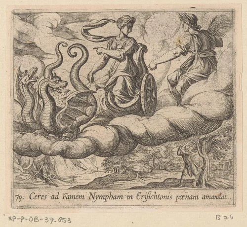 Ceres verordonneert de bestraffing van Erysichthon by Antonio Tempesta, print, 1606