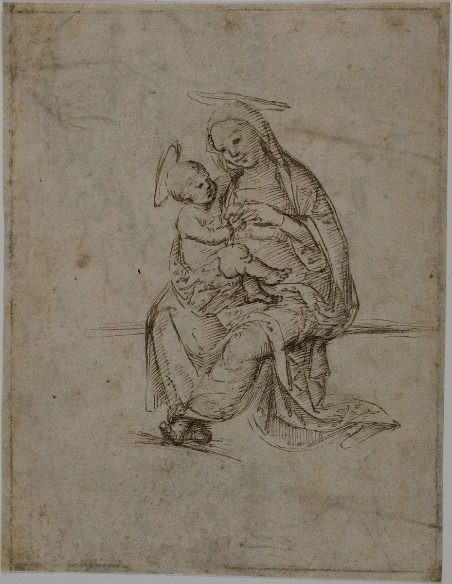 Virgin and Child (recto); Putti (verso) by Florentine, drawing, 1500-1529
