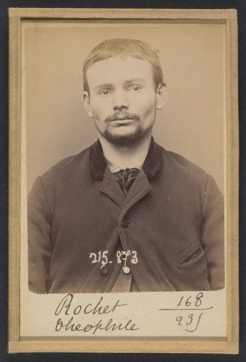 Rochet. Théophile. 24 ans, né à Rennes (Ille-et-Vilaine) le 7/6/69. Cordonnier. Anarchiste. 18/3/94. by Alphonse Bertillon, photograph, 1894