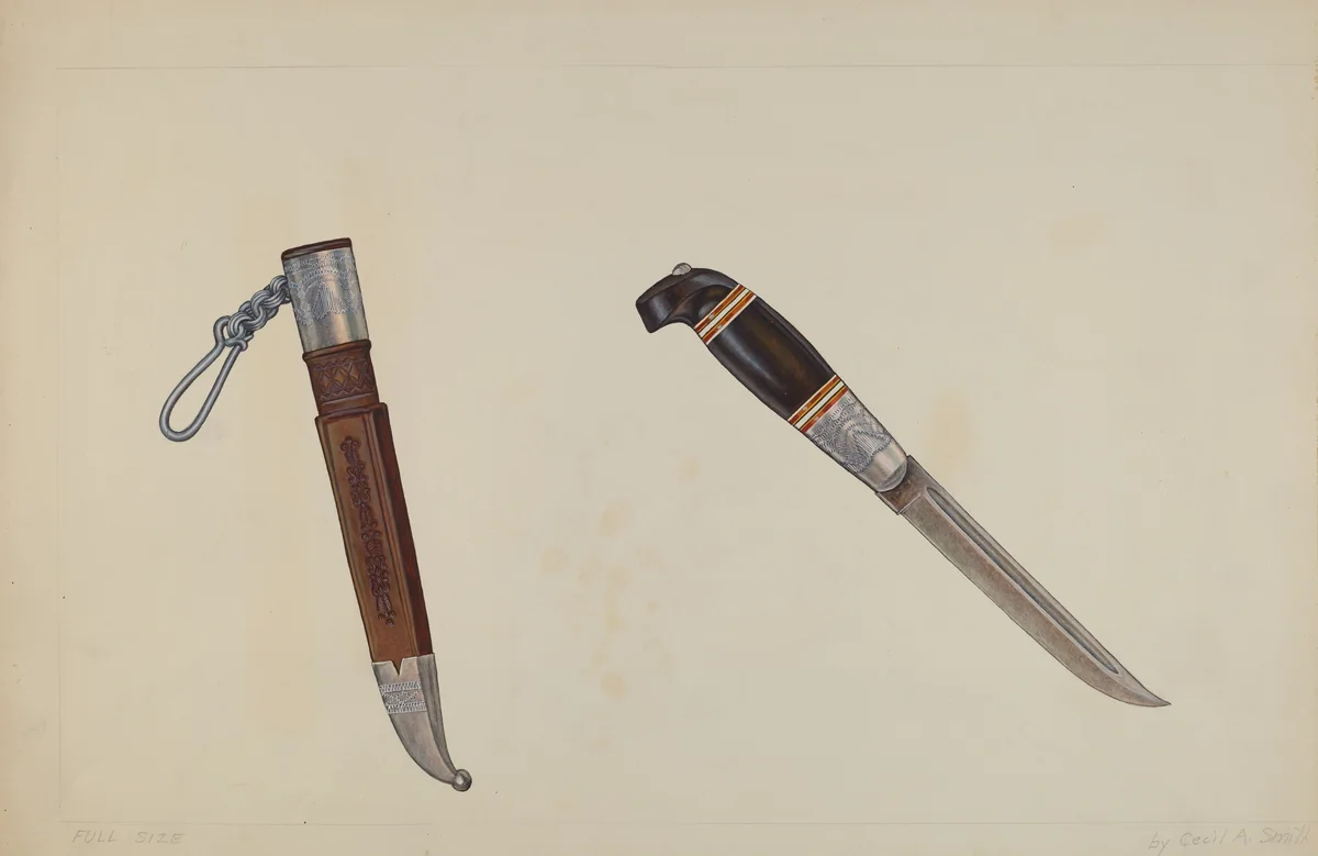 Trapper's Hunting Knife by Cecil Smith, index of american design, 1935-1942