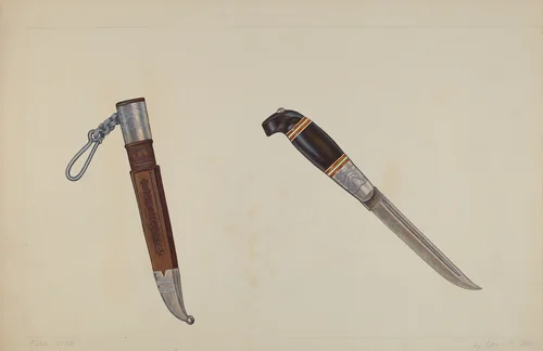 Trapper's Hunting Knife by Cecil Smith, index of american design, 1935-1942