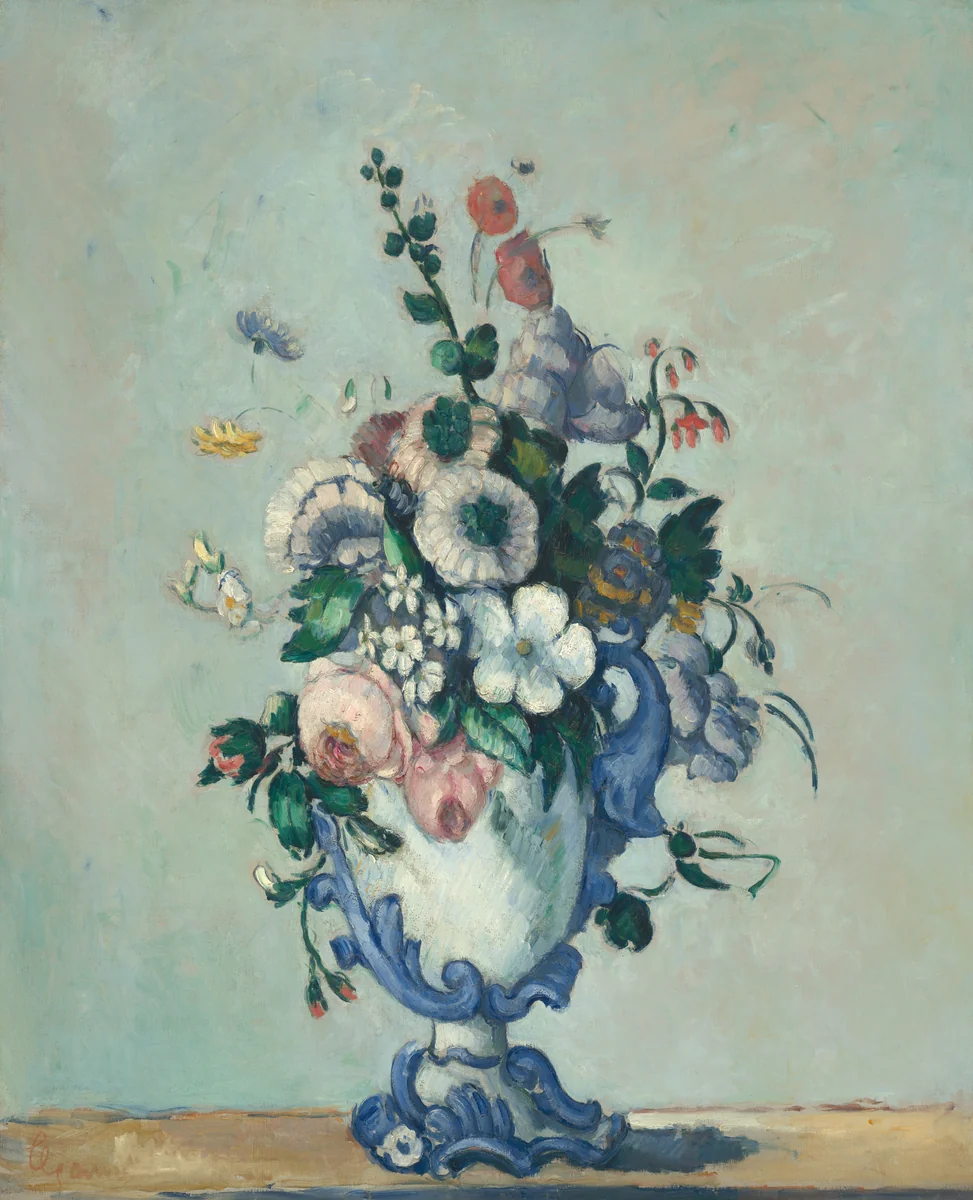 Flowers in a Rococo Vase by Paul Cezanne, painting, 1876