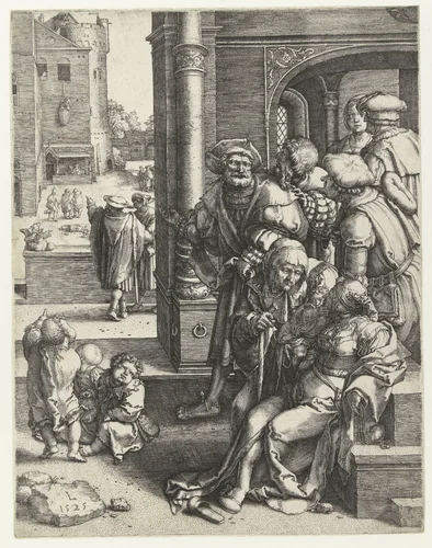 The Poet Virgil in a Basket by Unknown, print, 1525