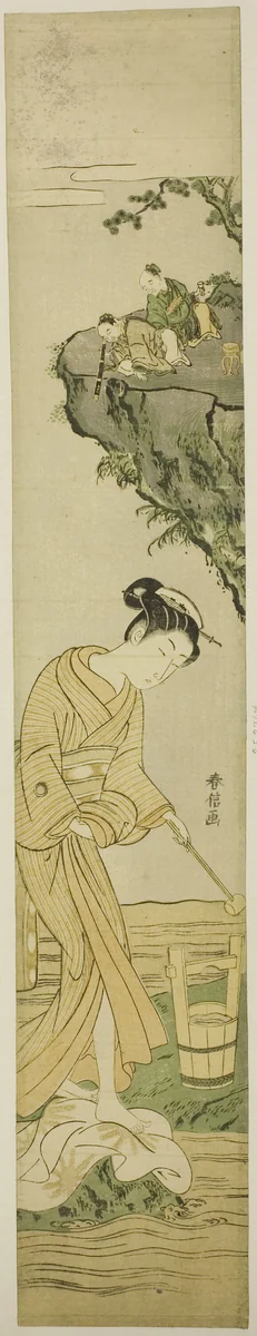 Daoist Immortals Spying on a Young Beauty by Suzuki Harunobu (鈴木春信), print, 1763-1773