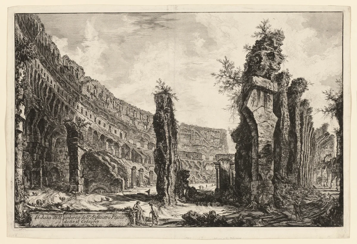 Interior view of the Colosseum, from Views of Rome by Giovanni Battista Piranesi, print, 1766