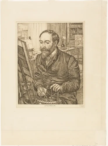 Portrait of Théophile Alexandre Steinlen by Pieter Dupont, print, 1900-1901