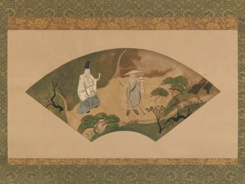Scene from the Tales of Ise: “Mount Utsu” by Fukae Roshū (深江蘆舟), painting, 1700-1733
