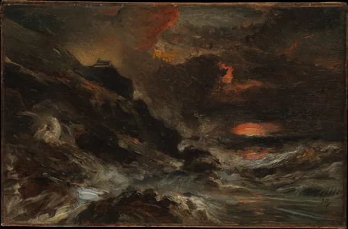 A Storm off the Normandy Coast by Eugène Isabey, painting, 1850-1860