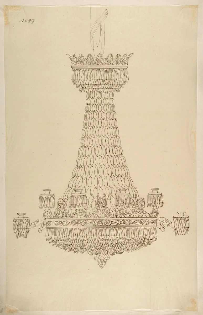 Design for a Chandelier by anonymous, drawing, 1800-1899