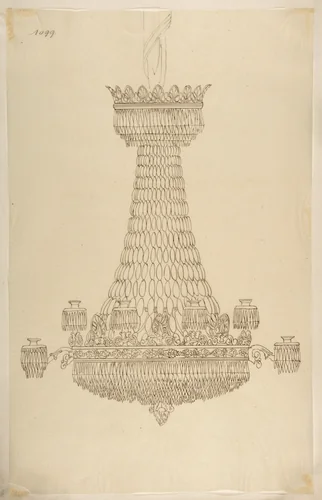 Design for a Chandelier by anonymous, drawing, 1800-1899