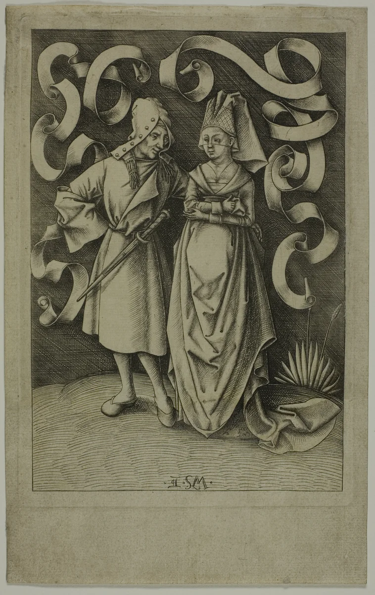 The Ill-Assorted Couple by Israhel van Meckenem, print, 1490-1503