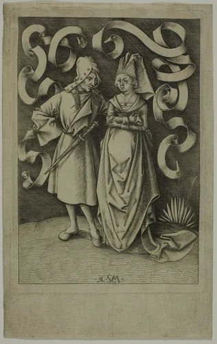The Ill-Assorted Couple by Israhel van Meckenem, print, 1490-1503