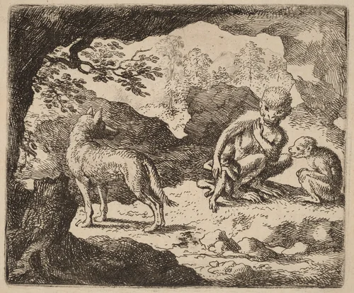 The Wolf and the Monkeys by Allart van Everdingen, print, 1645-1656
