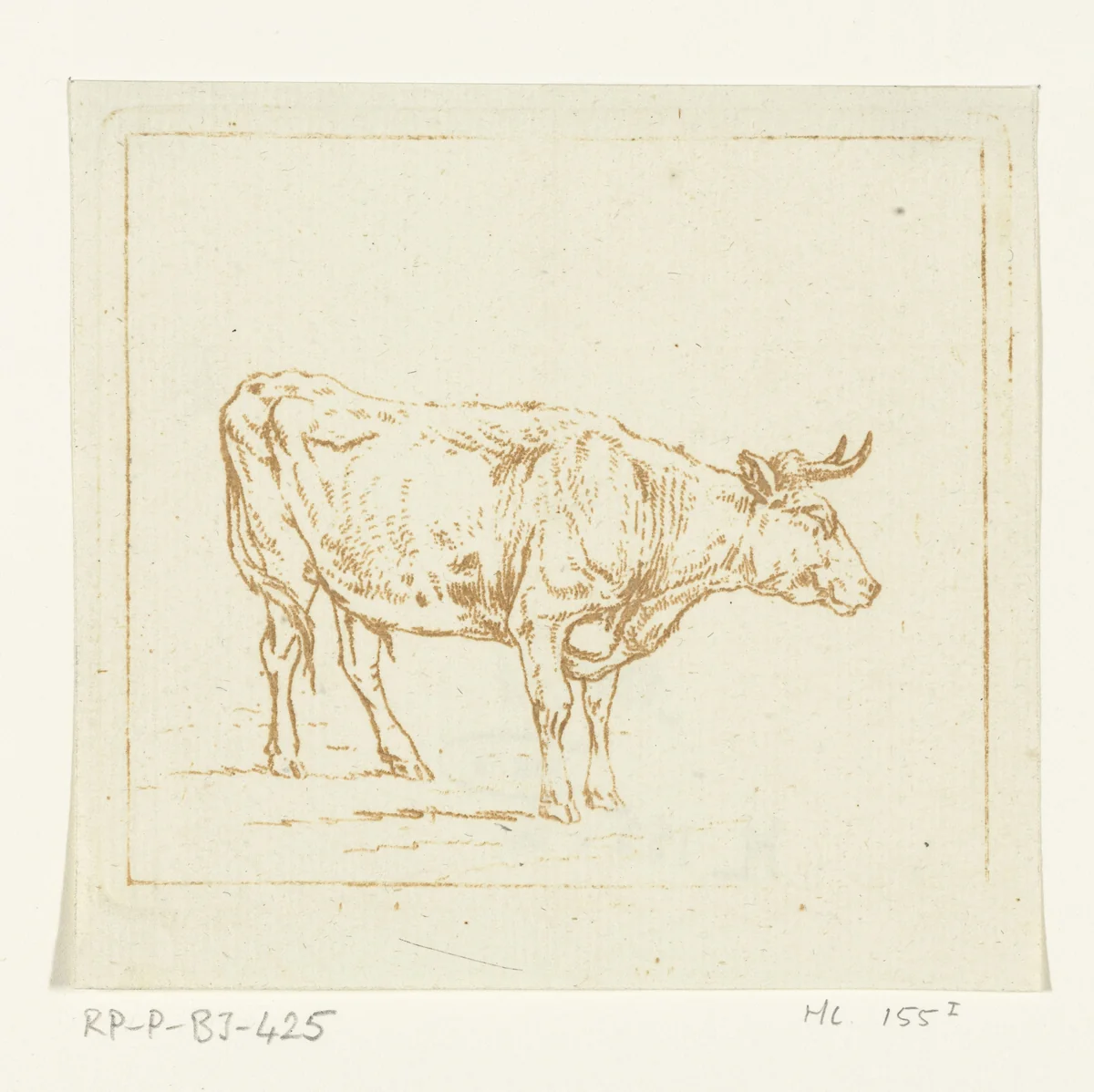 Stier staand, naar rechts by Ernst Willem Jan Bagelaar, print, 1798-1837