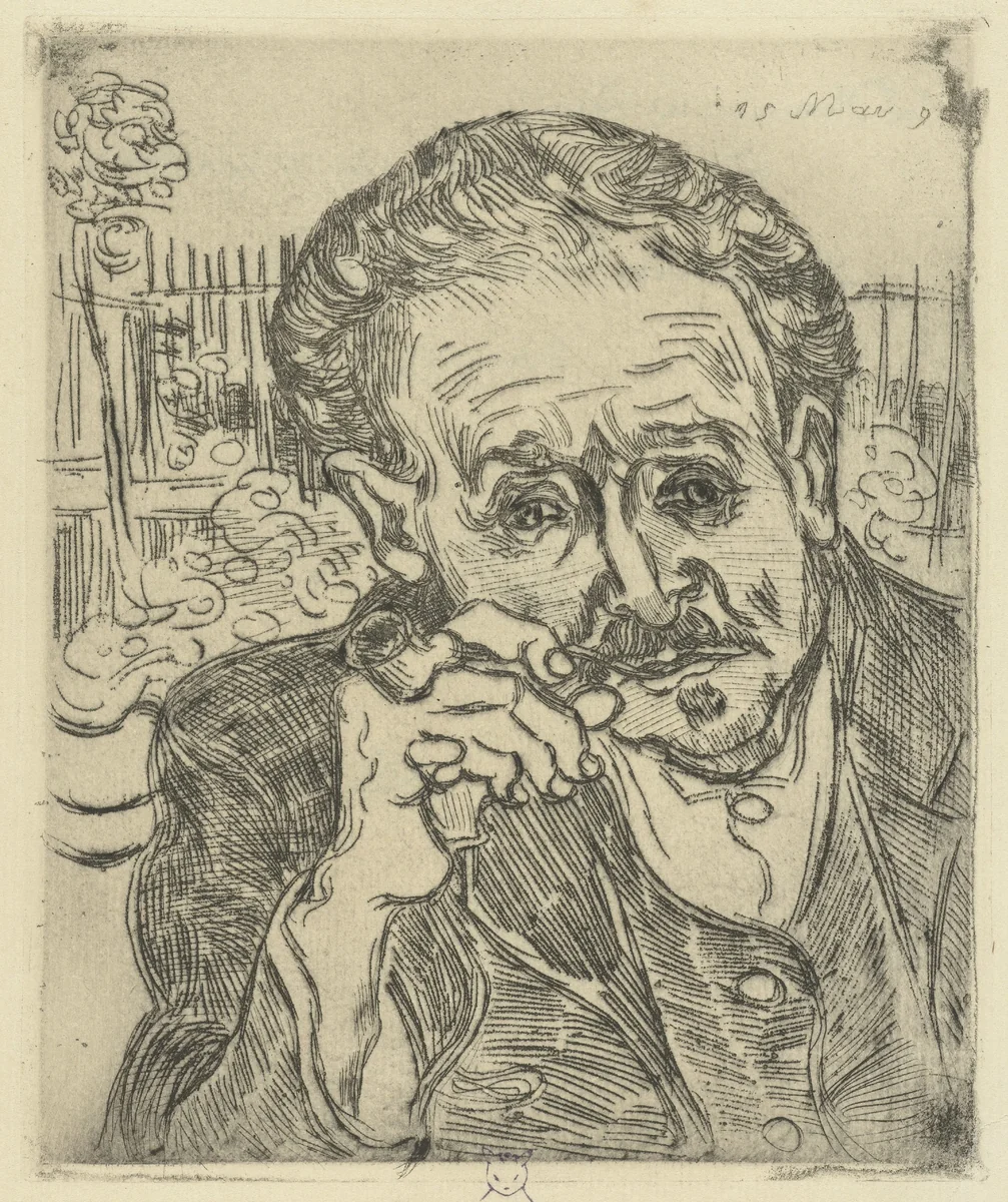 Portrait of Dr Gachet by Vincent van Gogh, print, 1890