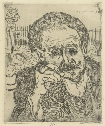 Portrait of Dr Gachet by Vincent van Gogh, print, 1890
