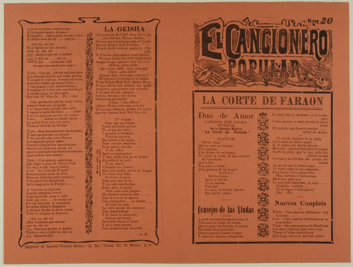 El cancionero popular, num. 20 (The Popular Songbook, no. 20) by Unknown Artist, print, 1800-1899