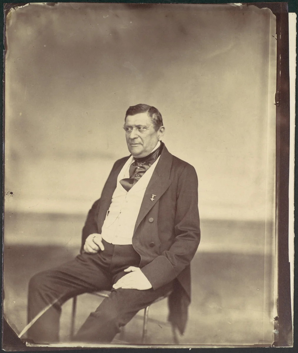 [Seated Man in White Vest and Dark Coat] by Franz Antoine, photograph, 1850-1869