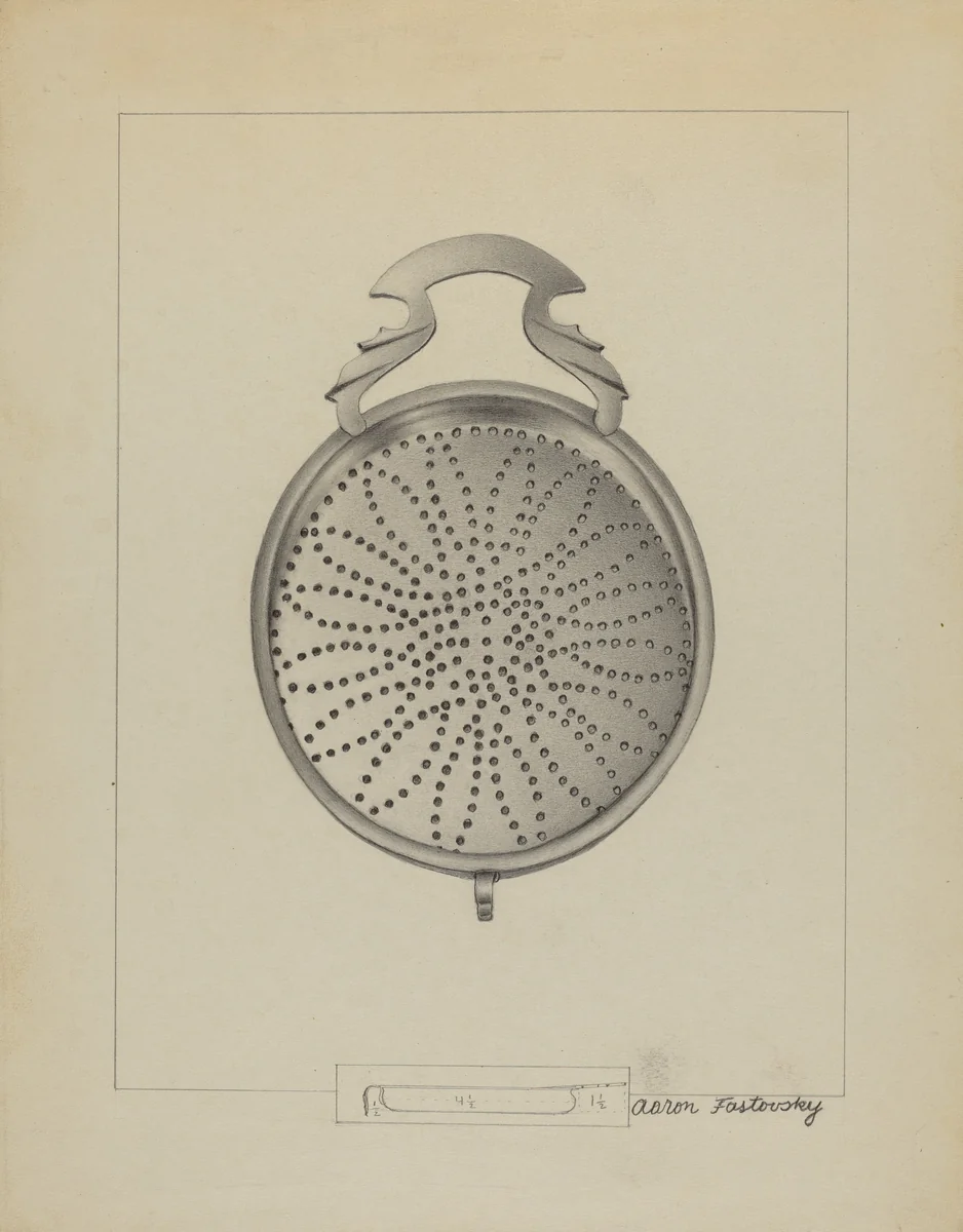 Silver Punch Strainer by Aaron Fastovsky, index of american design, 1936