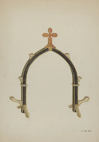 Carved Wooden Candleholder by Vera Van Voris, index of american design, 1939