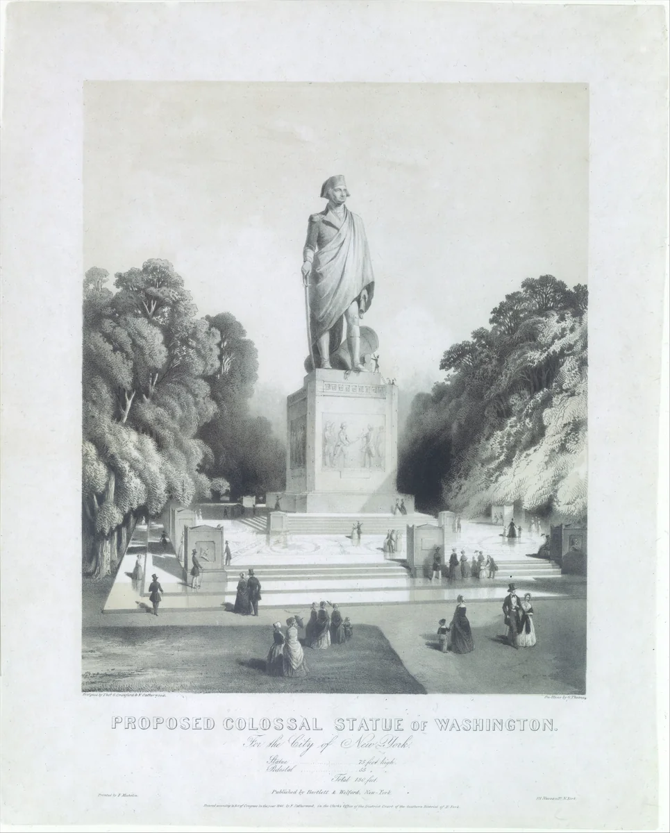 Proposed Colossal Statue of George Washington for the City of New York by G. Thomas, print, 1845