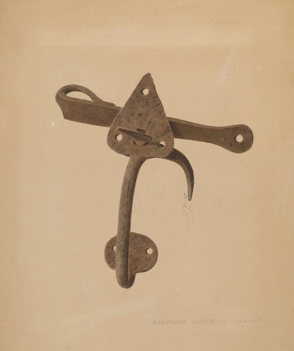 Handled Door Latch by Alexander Anderson, index of american design, 1940