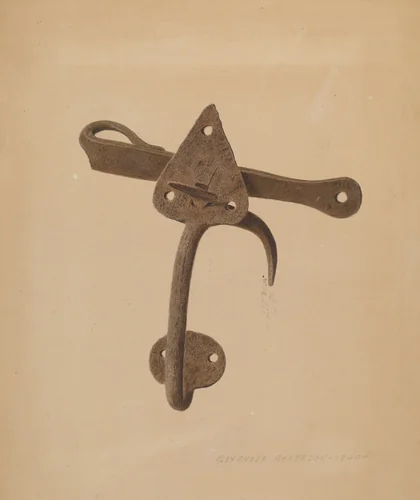 Handled Door Latch by Alexander Anderson, index of american design, 1940