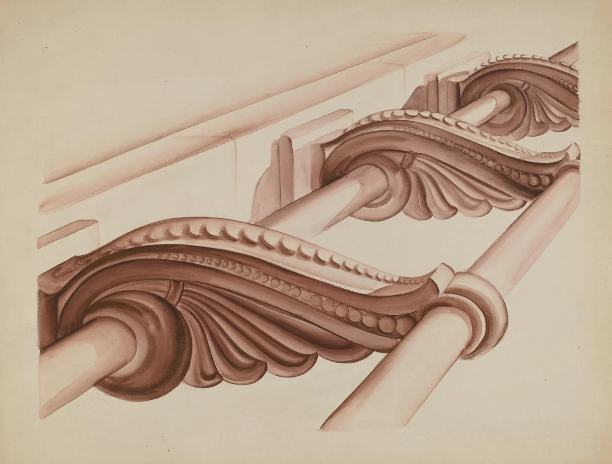 Ornamental Stair Rail by Natalie Simon, index of american design, 1937