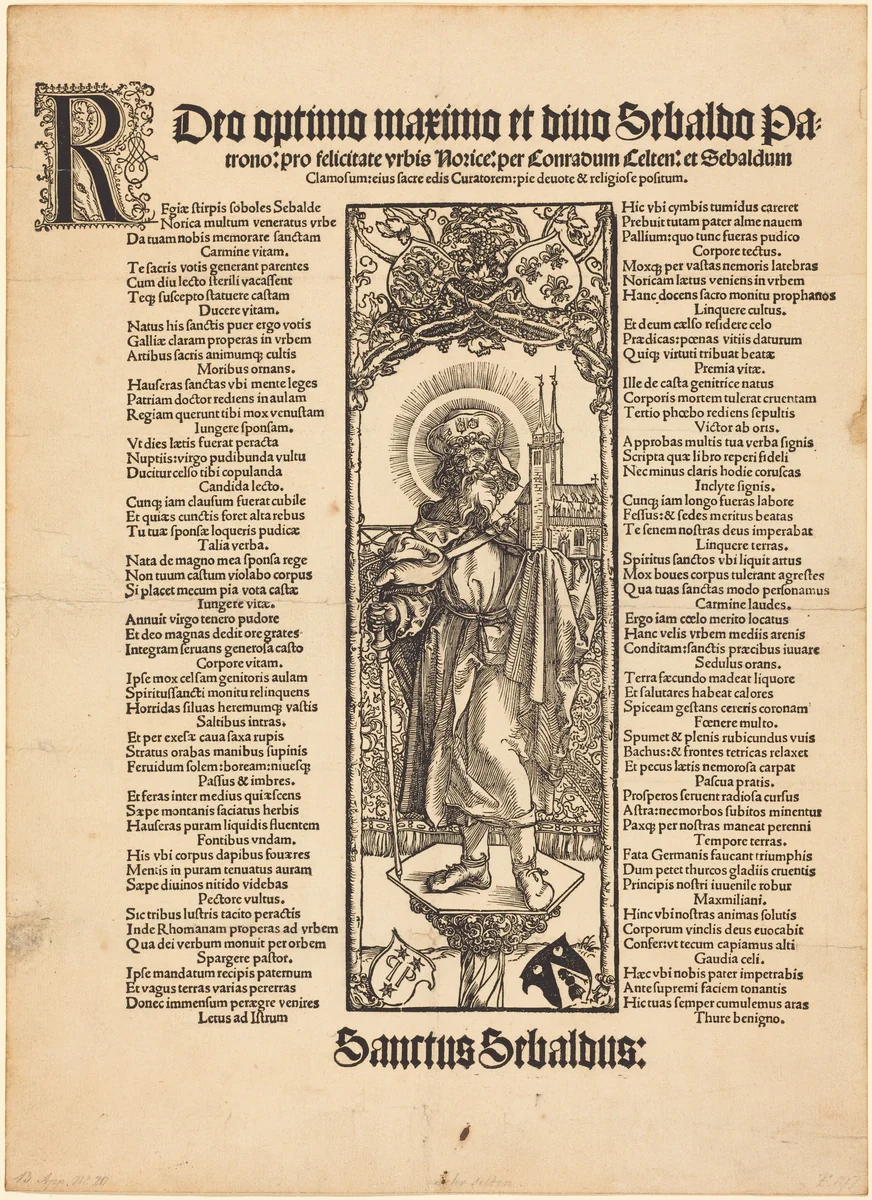Saint Sebaldus Standing on a Column by Albrecht Dürer, print, 1501