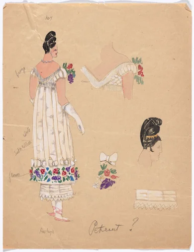 Costume design for the ballet Promenade by Forrest Thayer, drawing, 1936