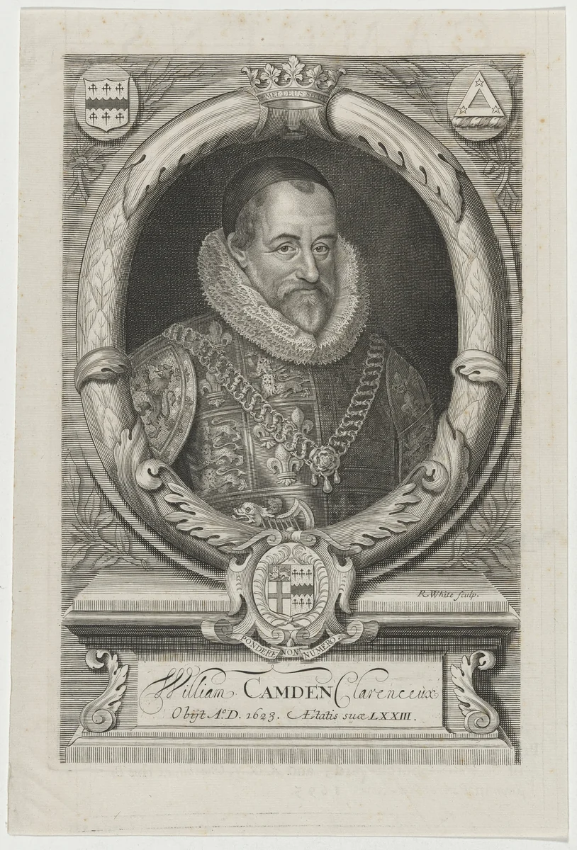 William Camden by Robert White, print, 1695