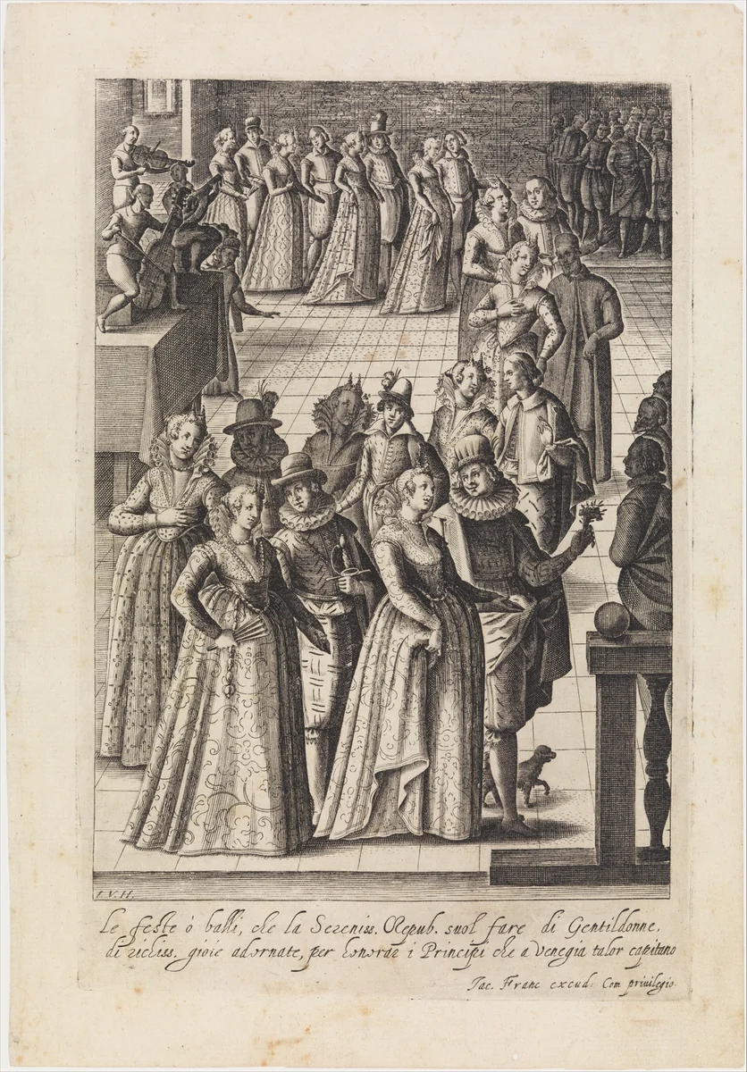 Le feste o balli from Habiti d'huomeni et donne Venetiane by Giacomo Franco, print, 1605-1615