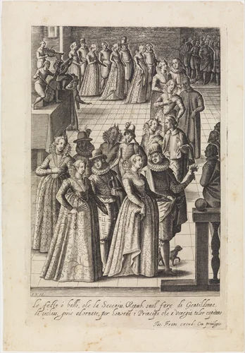 Le feste o balli from Habiti d'huomeni et donne Venetiane by Giacomo Franco, print, 1605-1615