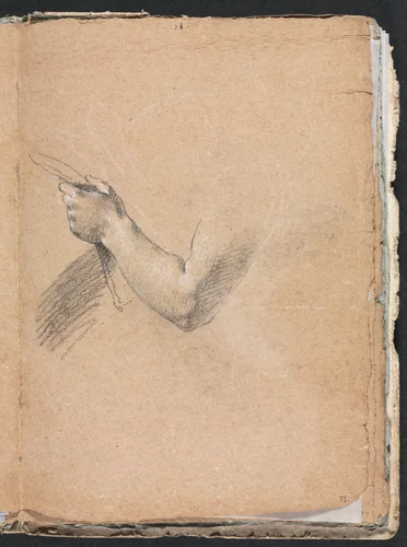 Verona Sketchbook: Left arm and hand (page 75) by Francesco Lorenzi, book, 1760