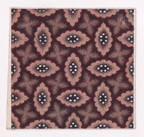 Textile Design with Alternating Strips of Groups of Three Pearls Framed by Undulating Stippled Garlands by anonymous, drawing, 1840