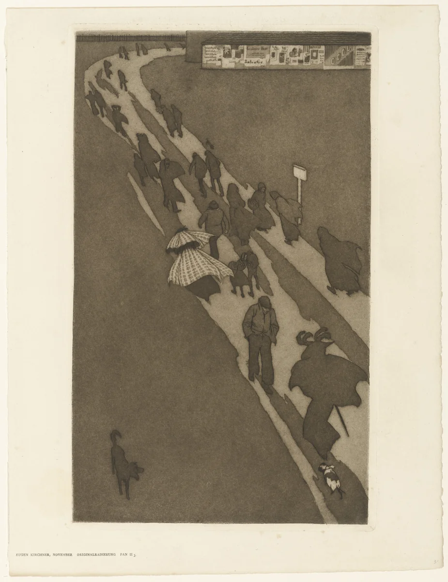 November (plate, facing page 216) from the periodical Pan, vol. II, no. 3 (Oct-Nov-Dec 1896) by Eugen Kirchner, print, 1896