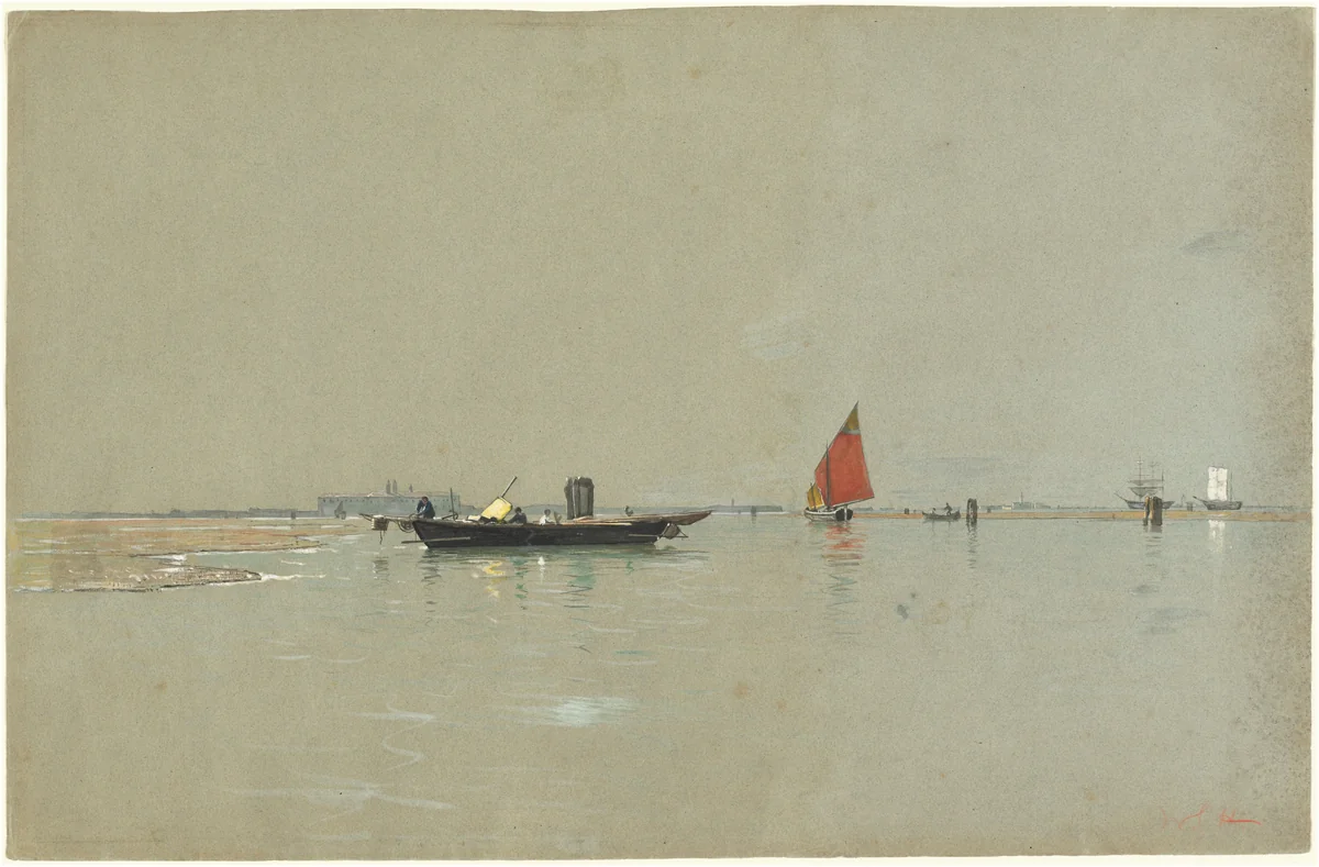 A Venetian Lagoon by William Stanley Haseltine, drawing, 1871-1874