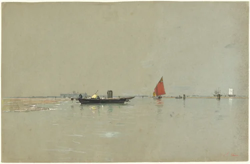 A Venetian Lagoon by William Stanley Haseltine, drawing, 1871-1874