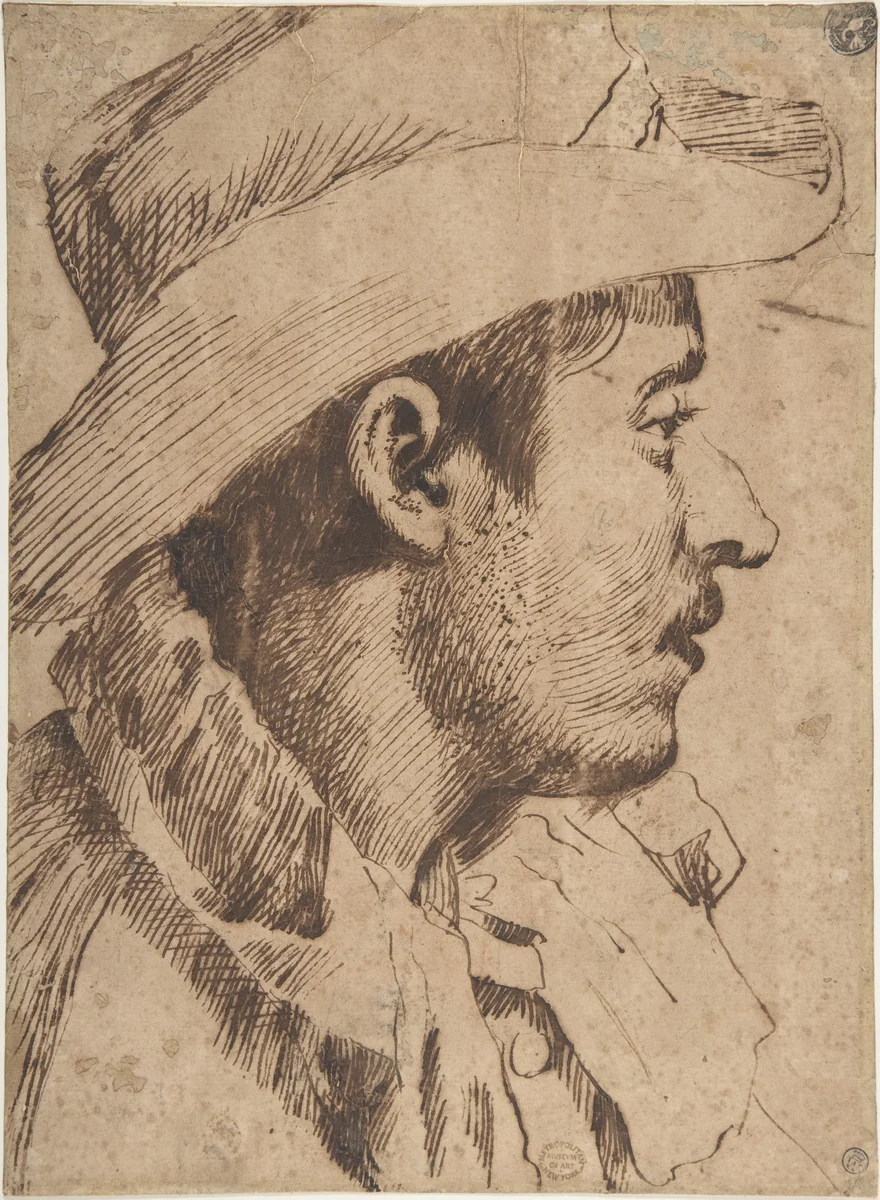 Head of a Young Man by anonymous, drawing, 1560-1609
